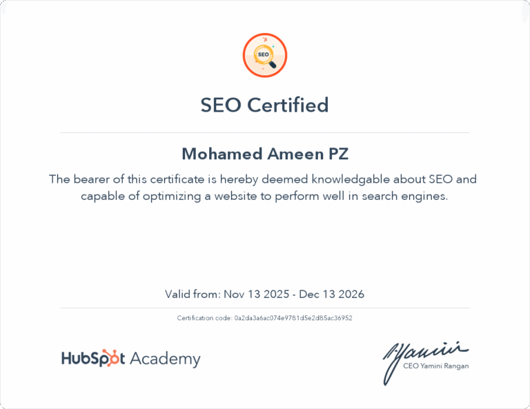 Hubspot SEO Certificate