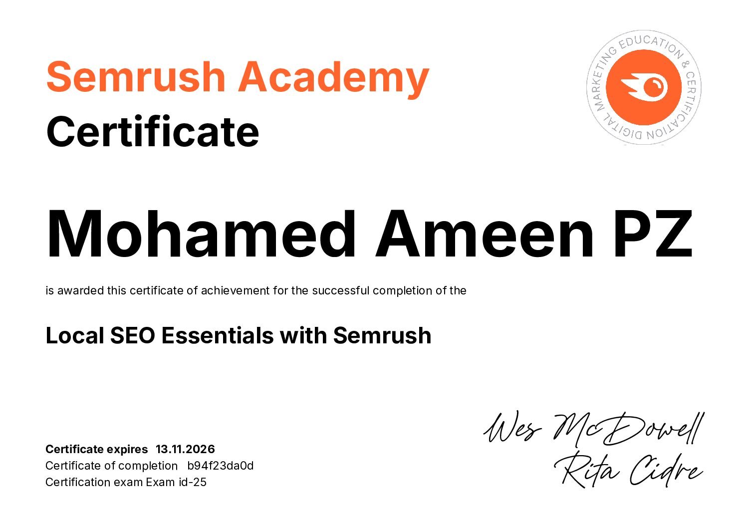 mohamed-ameen-pz seo certificate